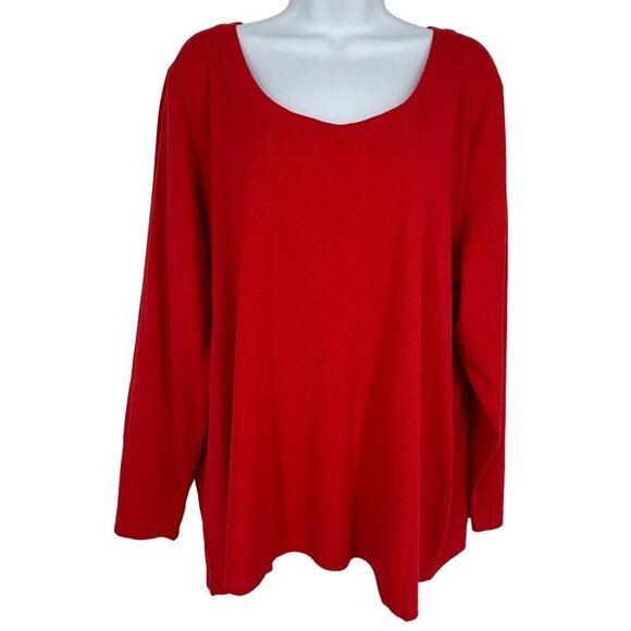Ava & Viv Long Sleeve Scoop Neck Textured T-Shirt Size 2X - Picture 1 of 7
